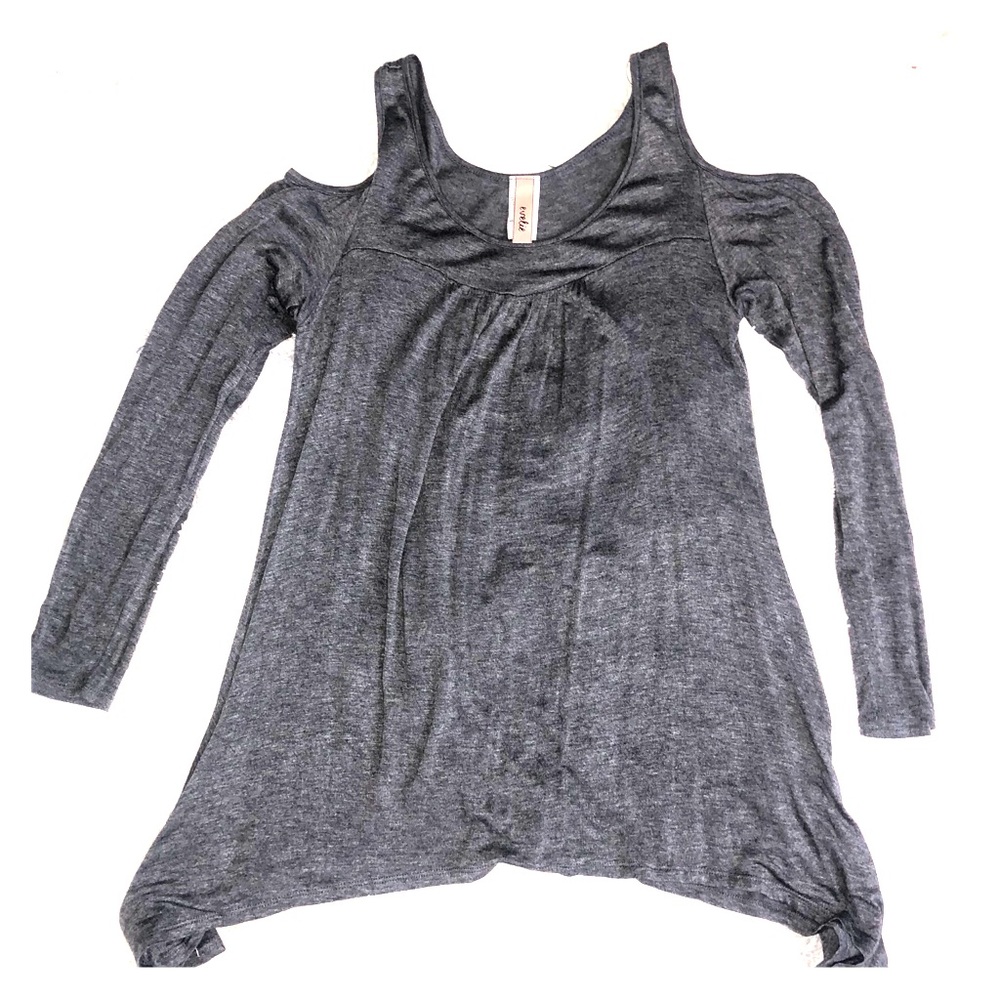 Gray cold shoulder tunic